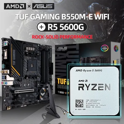 Processador ryzen 5 5600g r5 5600g cpu + Placa Mãe asus tuf gaming B550M E (wi fi)