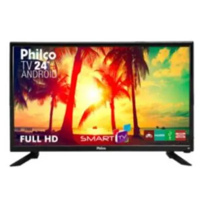 Smart TV LED 24" Philco PTV24N91SA Full HD 1 HDMI 2 USB Preta R$439