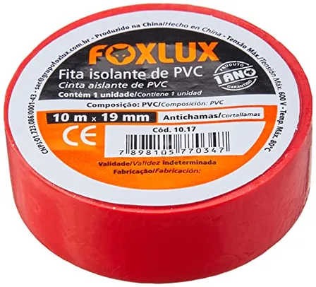 [Leve + Por - R$2,21] Fita Isolante 10 Mts Vermelha Foxlux