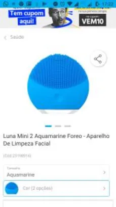 Luna Mini 2 Aquamarine Foreo - Aparelho De Limpeza Facial | R$60