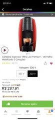 Cafeteira Espresso TRES Lov Premium - Vermelha Metalizado 3 Corações | R$288