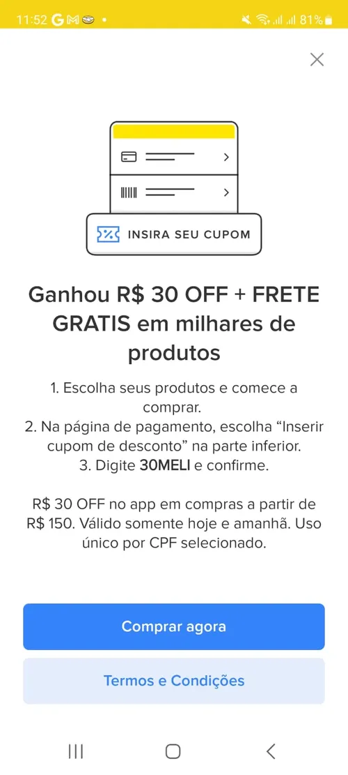 Imagem na descrição da promoção