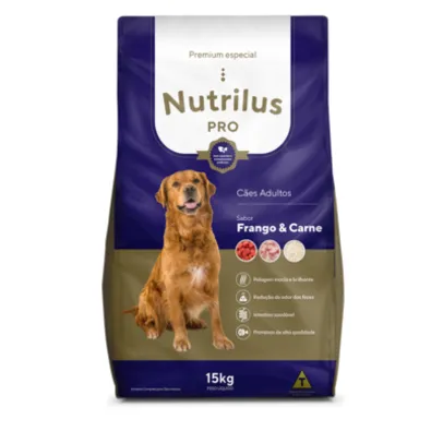 [Assinantes R$88 ] Ração Nutrilus 15kg Premium Frango & Carne para Cães Adultos por 98