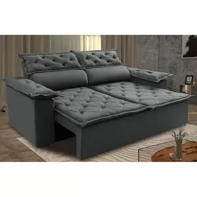 Sofá Retrátil e Reclinável Cama inBox Compact 1,50m Tecido Suede Velusoft Cinza