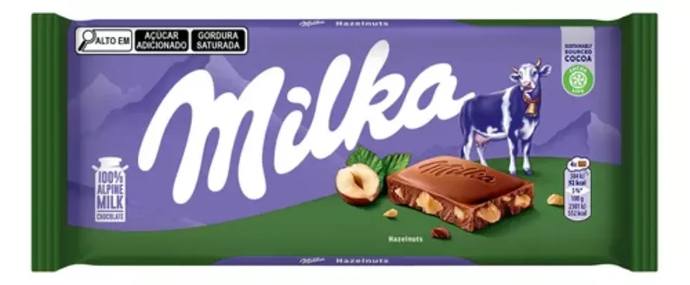 [LV06][R$8,32 cada] Chocolate ao Leite com Pedaços De Avelãs Milka Pacote 100g