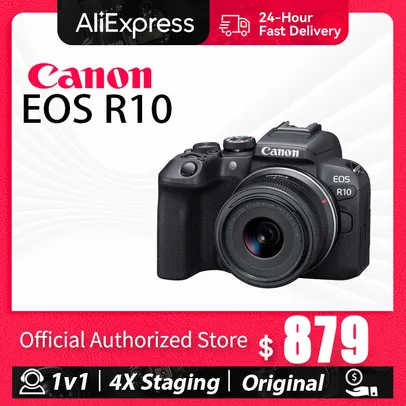 Câmera Canon EOS R10 Mirrorless 4K com Lente RF-S 18-45mm IS STM