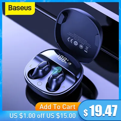Fone de Ouvido Baseus WM01 TWS Bluetooth 5.0 | R$90