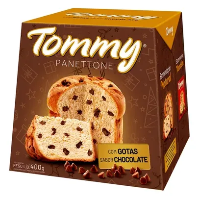 Panettone com Gotas de Chocolate Tommy Caixa 400g Tommy