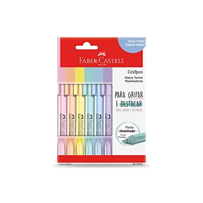 Faber-Castell Grifpen - Caneta Marca Texto, Tons Pastel, 6 Cores