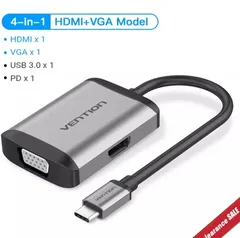 Vention USB C 4 em 1 VGA + HDMI