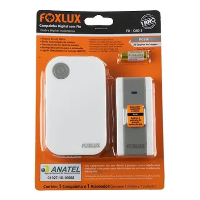 Campainha Sem Fio Digital Foxlux Bivolt Com Bateria