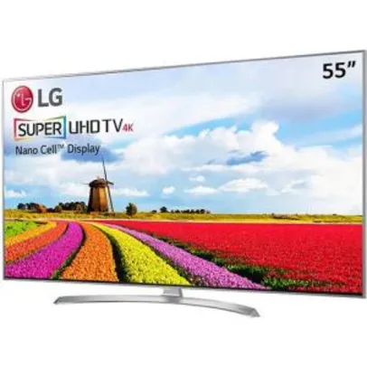 Smart TV LED 55" LG 55SJ8000 Super Ultra HD/4K 4 HDMI 3 USB Prata - R$ 3750