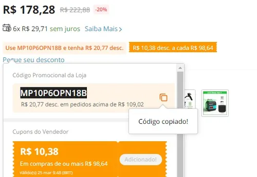 Imagem na descrição da promoção