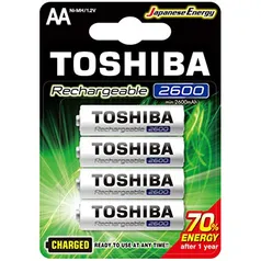 Pilha Recarregável AA 1,2V 2600mAh TNH6GAE TOSHIBA (Cartela com 4 unid.)