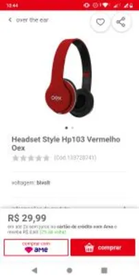 Headset Style Hp103 Vermelho Oex R$ 30