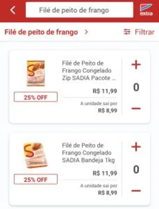 [APP] FILÉ DE PEITO DE FRANGO SADIA BANDEJA OU ZIP R$ 9