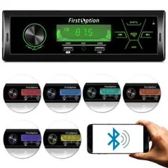 Player/Rádio Automotivo First Option - Bluetooth SWC USB 1 Din Carrega Celular iPhone Android USB 7 Cores Controle - R$89