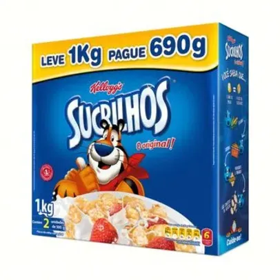 Cereal Matinal Original Flocos de Milho com Açúcar Kellogg's Sucrilhos Caixa 1 kg 2 Unidades de 500 