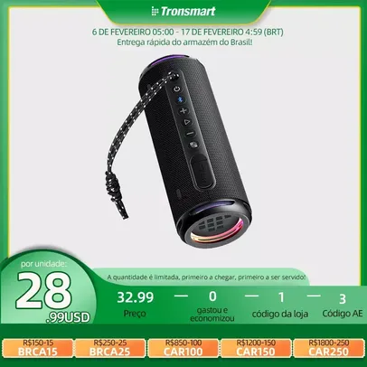 Tronsmart T7 Lite caixa de som bluetooth, graves aprimorados, 24h playtime, IPX7 impermeável (1PC, preto ou azul)