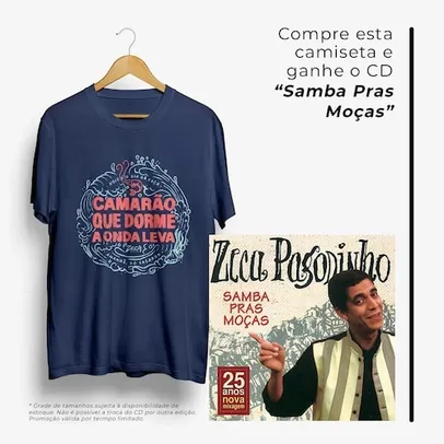 Camiseta Zeca Pagodinho - Camarão que Dorme a Onde - P e M | Azul