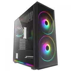 Gabinete Gamer SuperFrame Vortex, ARGB, Mid Tower, Vidro Temperado, E-ATX, Black, Sem Fonte, Com 2 Fans