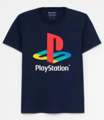Camiseta Manga Curta Estampada Playstation