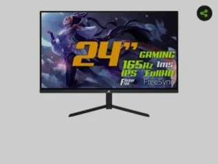 Monitor Gamer SuperFrame Vision, 24 Pol, Full HD, IPS, FreeSync, 1ms, 165Hz, HDMI/DP, SFV2409S | R$ 1399