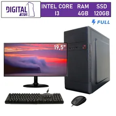 Computador completo intel core I3 ram 4GB ssd 120GB monitor 19.5 LED hdmi digital corp