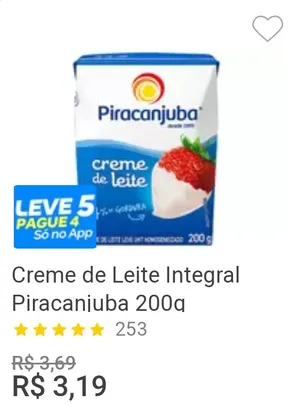 Creme de Leite Integral Piracanjuba 200g