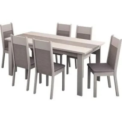 Conjunto de Mesa de Jantar Veneza + 6 Cadeiras 4280m Crema/Amêndoa - Madesa 405,00