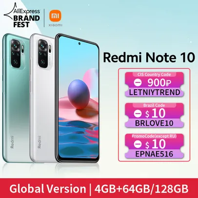 Smartphone Redmi Note 10 4GB 64GB | R$903
