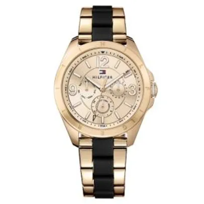 Saindo por R$ 375: Relógio Tommy Hilfiger Femino Aço Rosé e Borracha Preta - R$375 | Pelando