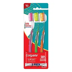 [REC] Colgate Escova Dental Slim Soft Advanced 3 Unid, Cores Sortidas