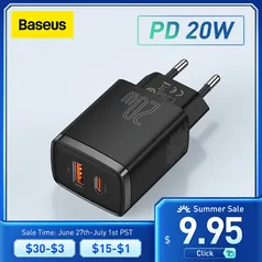 Baseus 20w carregador usb suporte tipo c pd carregamento rápido