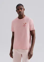 【Tamanho P M G  XG e XXG】Camiseta Masculina Comfort Super Cotton Com Estampa - Rosa