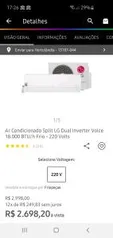 Ar condicionado Split LG Dual inverter voice 18.000 BTU/h - R$2698