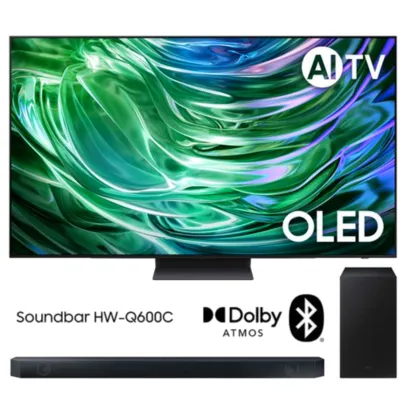 COMBO: Samsung AI TV 55 OLED 4K 55S90D 2024, Processador com AI, Painel até 144hz + Soundbar HW-Q600C, com 3.1.2 canais, Bluetooth, Subwoofer, Dolby