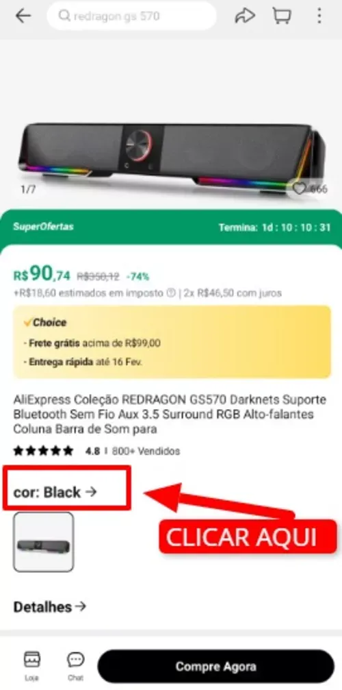 Imagem na descrição da promoção