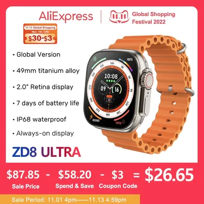 Smartwatch 2022 zd8 ultra 49mm série