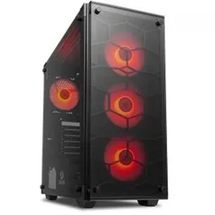 Gabinete Gamer Redragon Wheel Jack, Mid Tower, Com 4 Fans Red, Vidro Temperado, Black, S-fonte | R$439