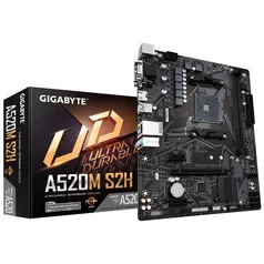 Placa Mãe Gigabyte para amd AM4 A520M S2H (rev. 1. X) 2x DDR4 mATX