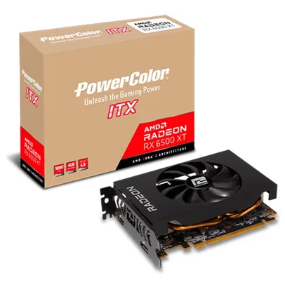 Placa de Vídeo Power Color AMD Radeon RX 6500 XT ITX, 4GB GDDR6, Ray T