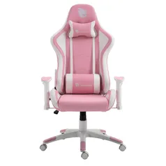 Cadeira Gamer Terabyte Pink Throne, Reclinável, 2D, Suporta até 180KG, Rosa e Branco