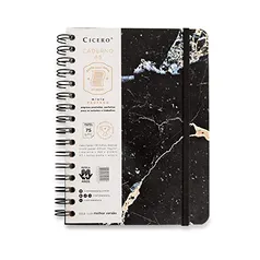 (Prime) Caderno Wire-o Minerais Pautado, Cicero, A5 Mármore Preto, 90 folhas, gramatura 75g/m² | R$ 26