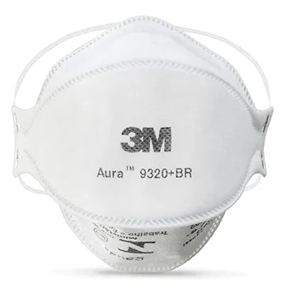 Respirador Descartável 3M Aura 9320+BR – Classificação PFF-2 – Indicada para poeiras, névoas e fumos, Branca