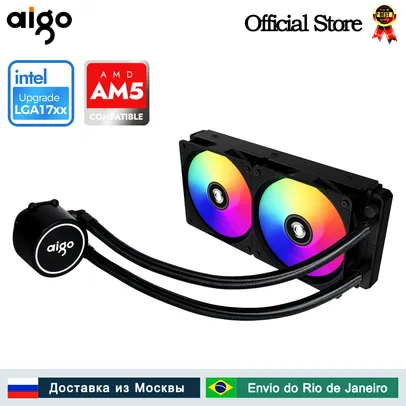 Water Cooler Aigo ac resfriamento de água cpu cooler 120 mm rgb ventilador dissipador