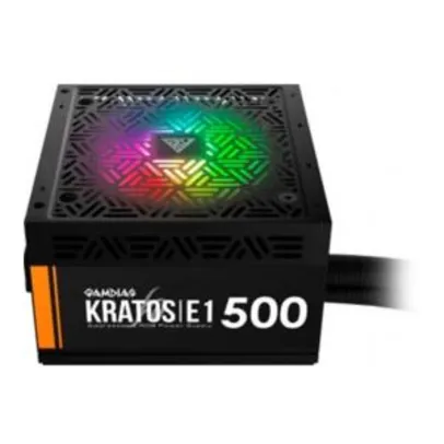 Fonte Gamdias, Kratos E1, 500W, ADD-RGB, 80 Plus, GD-Z500ZZZ | R$299
