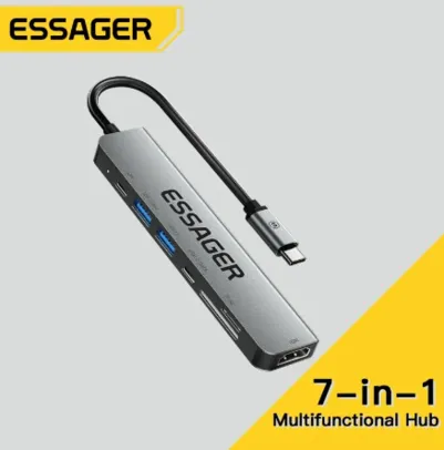 Hub USB-C Essager 7 em 1 - Expanda as Conexões do seu Dispositivo de Forma Prática!