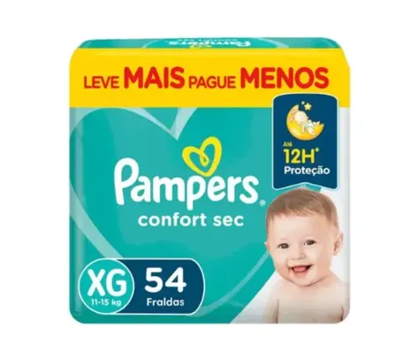 Saindo por R$ 77,59: Fralda Pampers Confort Sec Tamanho XG 54 Fraldas | Pelando