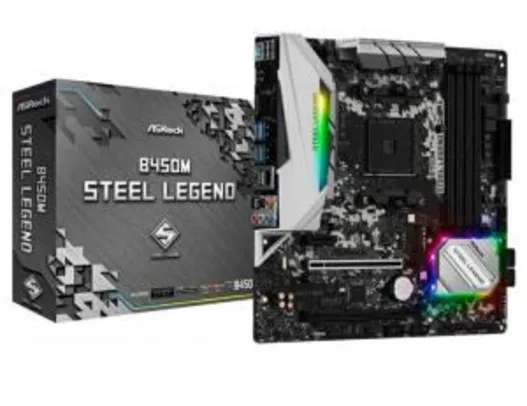 Placa Mãe ASRock B450M Steel Legend, Chipset B450, AMD AM4, mATX, DDR4